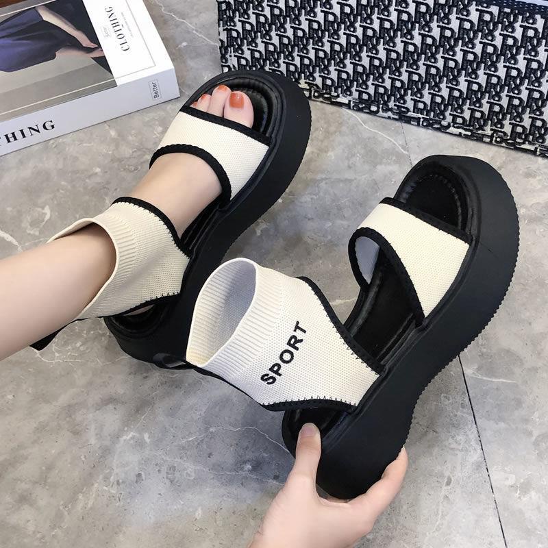 Giày Sandal Đế Dày Hở Ngón Màu Đen Thời Trang Mùa Hè 2022 Cho Nữ