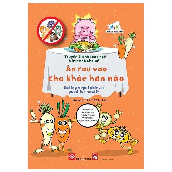 Sách - Truyện tranh song ngữ Việt-Anh cho bé - Eating vegetables is good for health - Ăn rau vào cho khỏe hơn nào