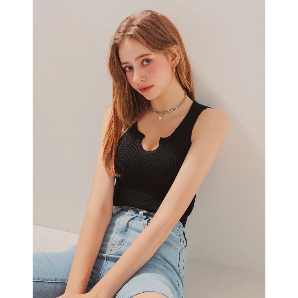 Áo len gân không tay cổ V nhỏ nữ Air Space 2030121051 | BigBuy360 - bigbuy360.vn