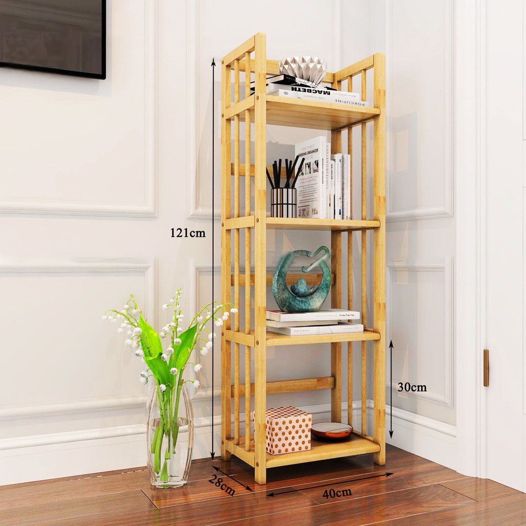 🚛 MIỄN PHÍ SHIP🆓Kệ Sách 4 Tầng Kệ Gỗ Tự Nhiên Decor Lắp Ráp Đơn Giản Dễ Dàng Bookshelf 4F Natural