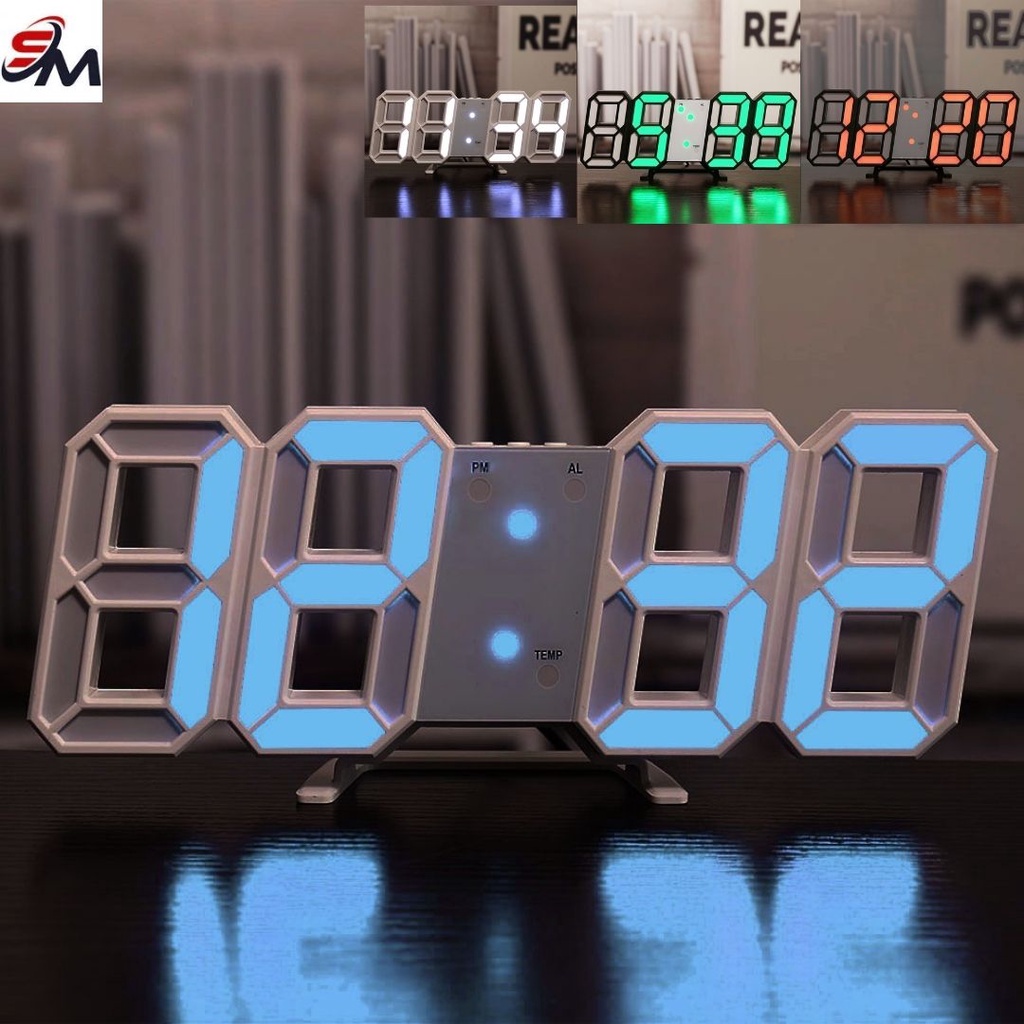 Đồng hồ LED 3D treo tường, để bàn thông minh TN828 Smart Clock