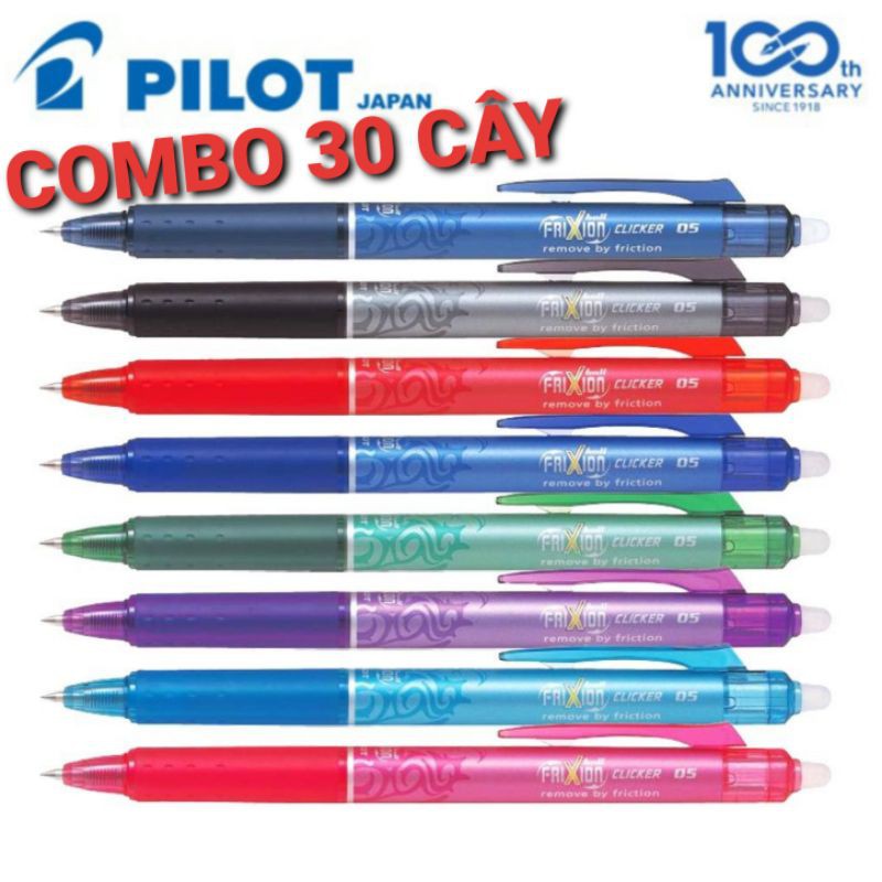 COMBO 30 CÂY BÚT BI TẨY XÓA ĐƯỢC PILOT FRIXION CLICKER 0.5/0.7