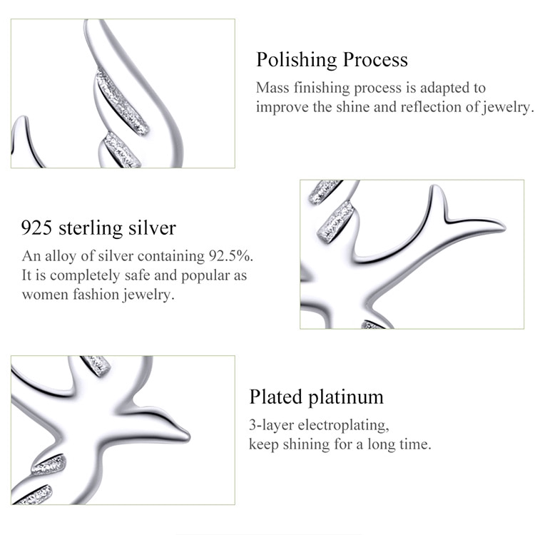 Khuyên tai Bamoer BSE302 bạc 9245 hình chim én thời trang cho nữ