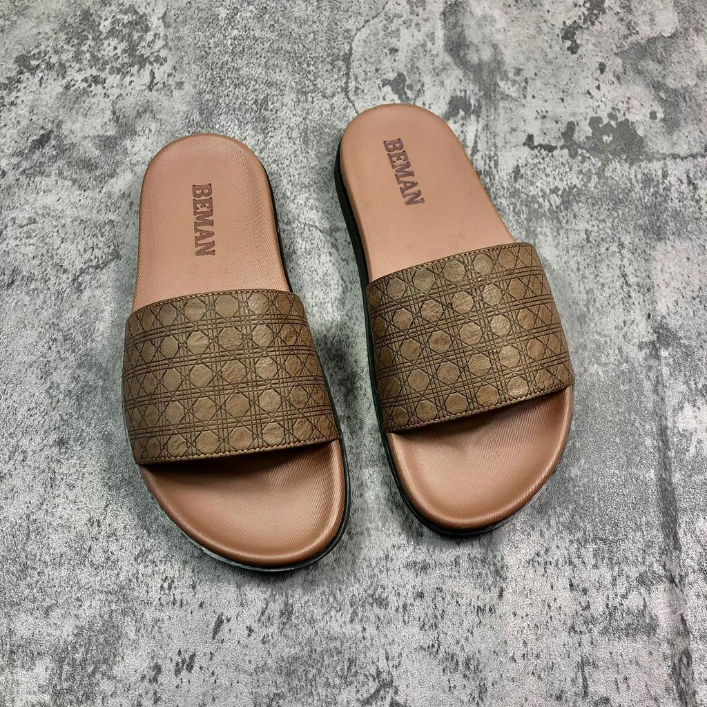 Dép nam quai ngang Beman B1,quai dép da sít cao cấp nguyên tấm, đế cao su non nguyên khối hai lớp