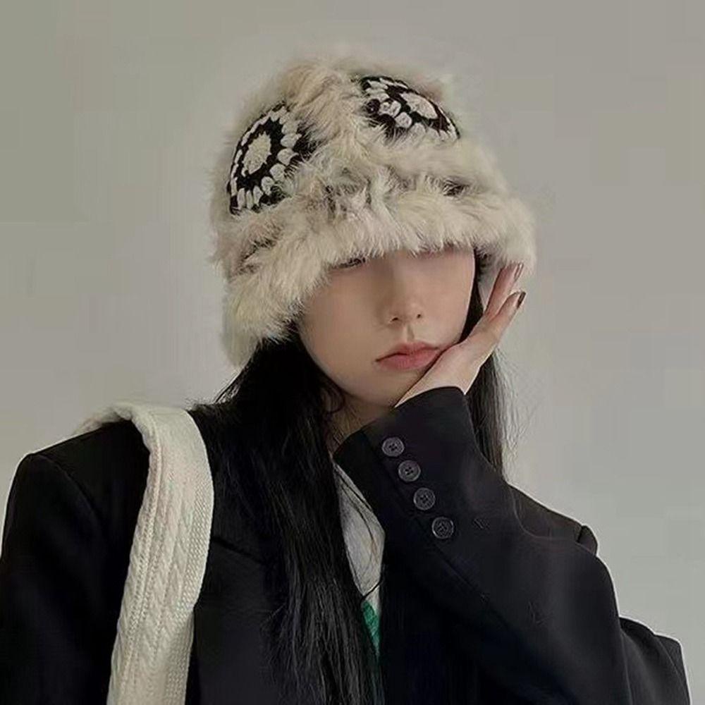 VANES1 Mũ Bucket Dệt Kim Thêu Hoa Phong Cách Dân Tộc Cho Nữ