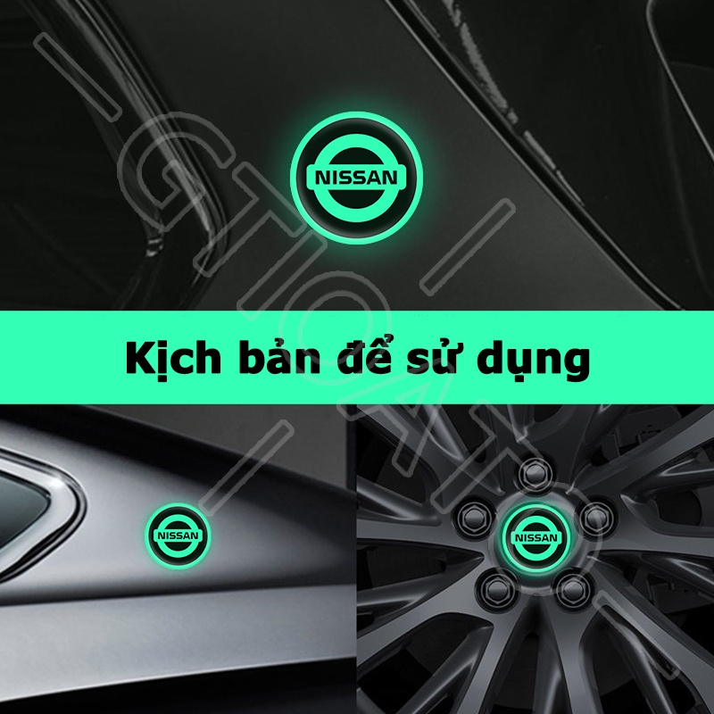 GTIOATO Ánh Sáng Ban Đêm Decal DáN Xe Tem Logo DáN Xe MiếNg DáN ChốNg NưỚC Ô Tô Bánh Xe Nắp Bình Xăng Bát Cửa Cảnh Báo Nhãn Dán Xe Hơi Trang Trí Ô Tô Cho Nissan X Trail Almera Sunny GTR Navara Teana Note Terra JUKE Kicks Serena ALTIMA Leaf