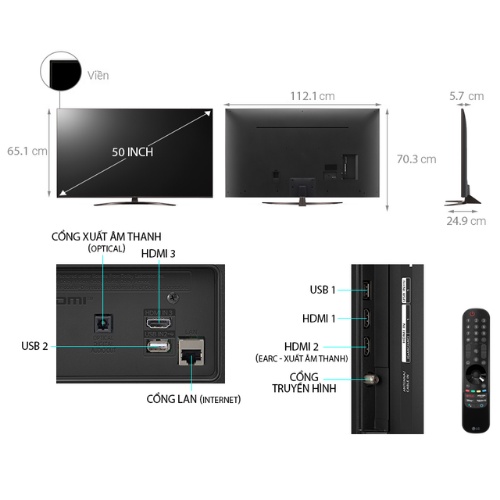 Smart Tivi LG 4K 50 inch 50UP8100PTB