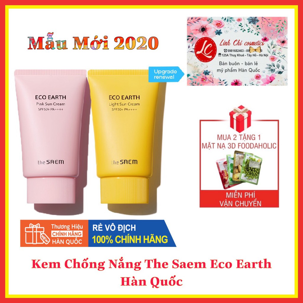 [AUTH - Sẵn] Kem Chống Nắng The SAME Eco Earth Pink Sun Cream (SPF 50+/PA)++++