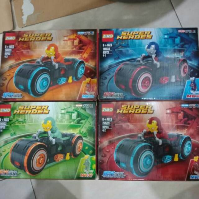 Mô Hình Lego Nhân Vật Siêu Anh Hùng Người Sắt Lái Xe Mô Tô