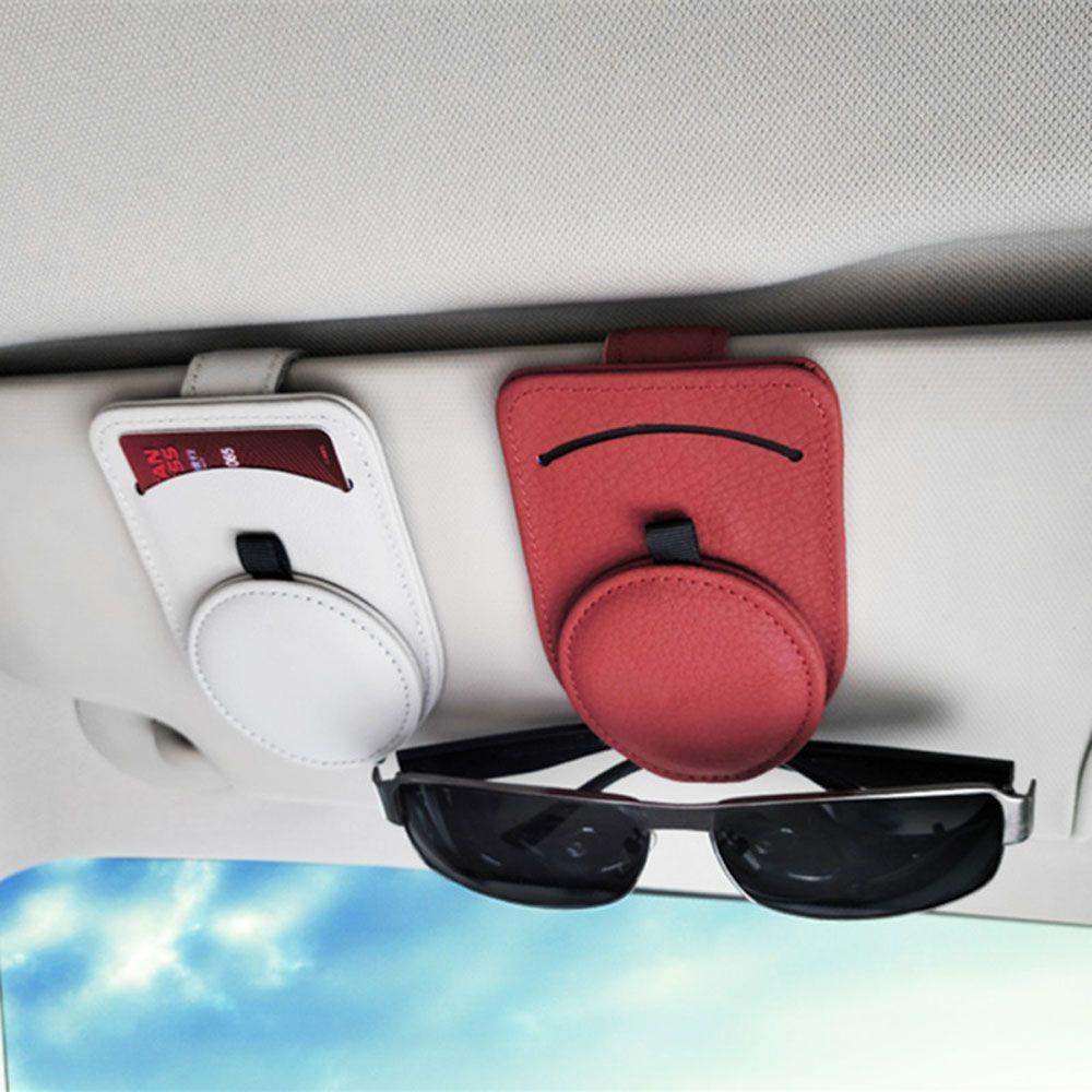 Hộp Đựng Mắt Kính Kẹp Tấm Che Nắng Xe Hơi Bằng Da Bò Chất Lượng Cao REBUY1