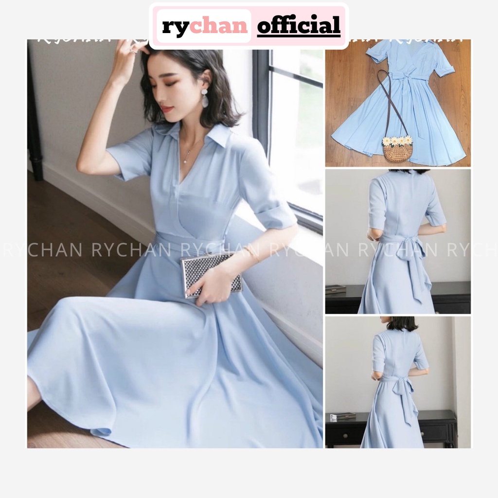 [ẢNH THẬT CUỐI] Đầm Xòe Công Sở Đắp Chéo Buộc Eo - DX538