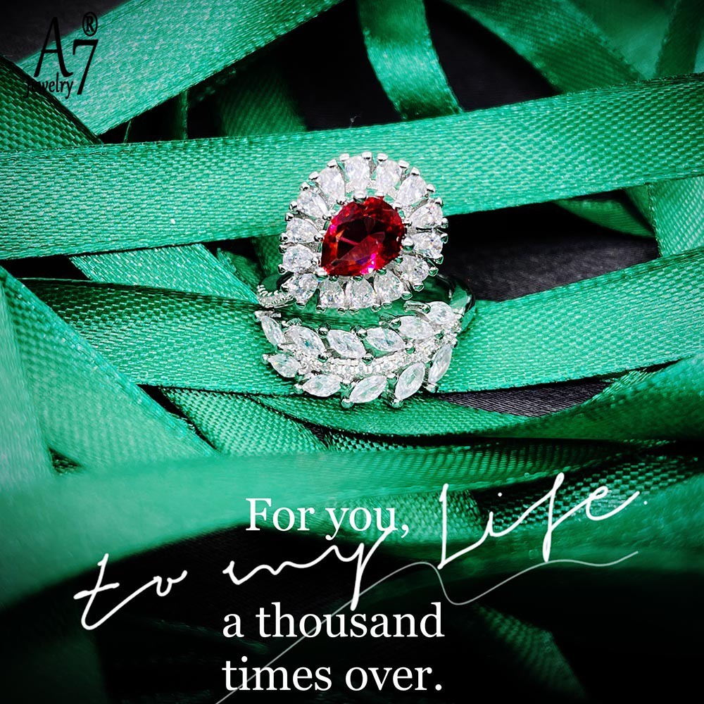 Nhẫn Hở Đính Đá Ruby A7