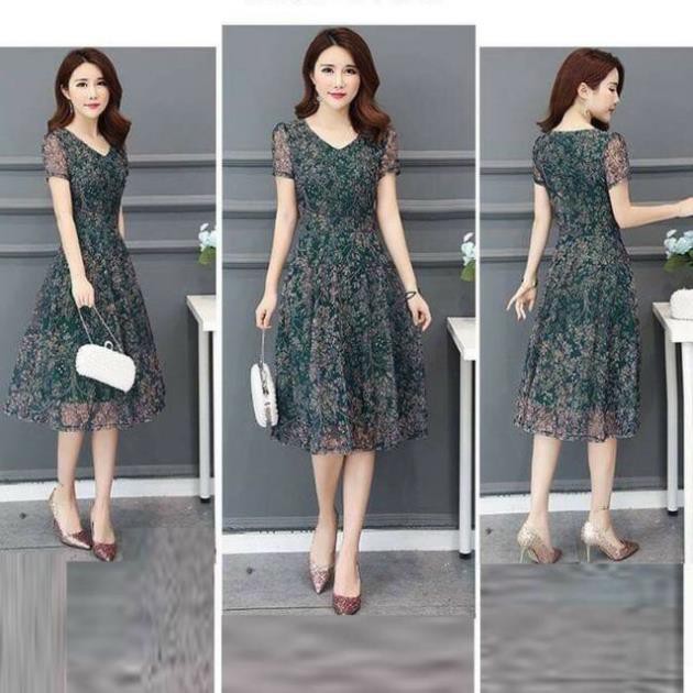 SHOP DẠ HỘI  Đầm Hoa Đỏ In Nhiệt 3D Voan Lụa Cao Cấp tặng hoa tai thời trang xinh xắn