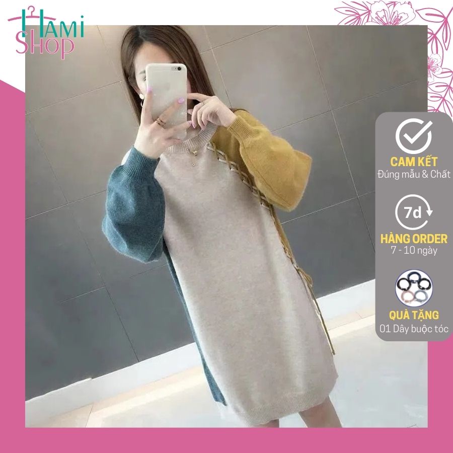 Váy len nữ dáng dài váy len suông rộng cảm giác thoải mái với chất len mềm mịn