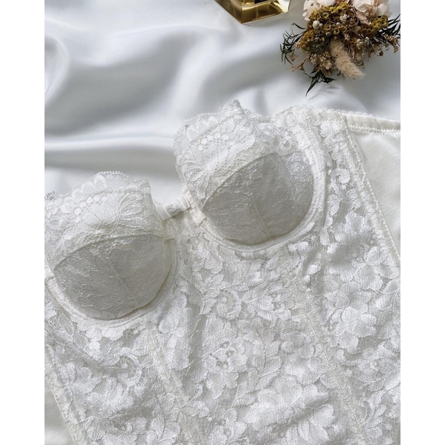 Áo corset trắng phối ren ren 2hand