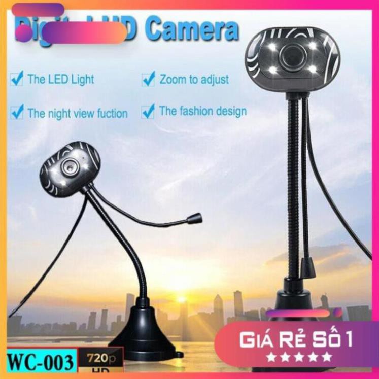 [Mã ELFLASH5 giảm 20K đơn 50K] Webcam chân cao có micro WC-003 đèn Led HD 720p