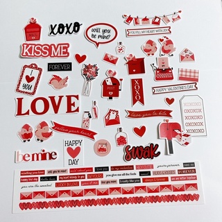 Die cut Sticker chủ đề tình yêu màu đỏ hồng
