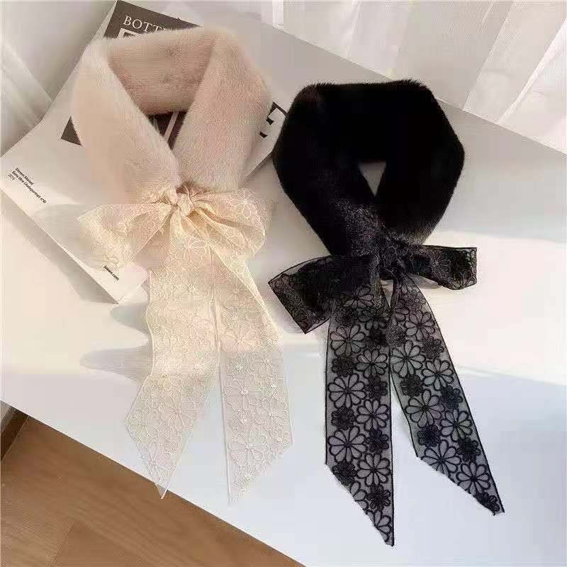 Khăn Quàng Cổ Bằng Lông Thỏ Nhân Tạo Màu Trơn Dễ Thương Thời Trang Hàn Quốc Năm 2021