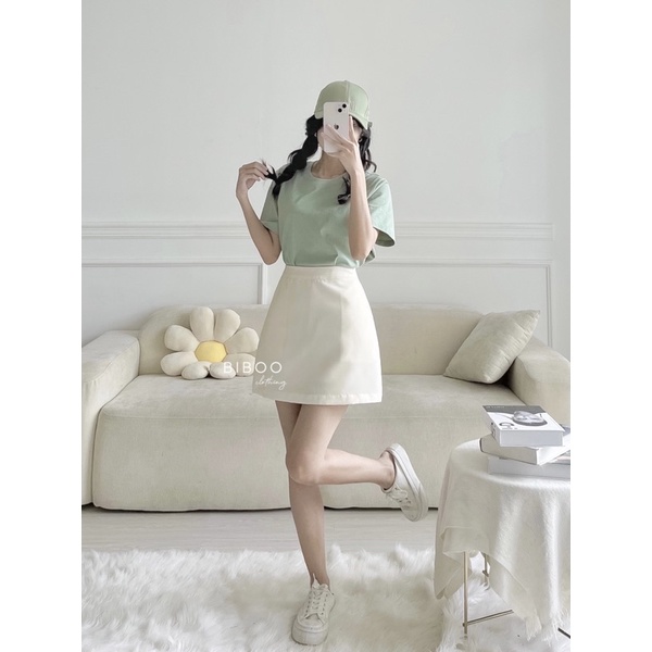 BIBOO - Chân váy ngắn chữ A túi chéo có quần trong A-LINE SKIRT