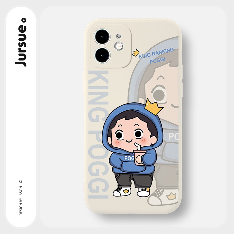 Ốp lưng JURSUE hoạt hình cặp đôi dễ thương đẹp cho iPhone 13 12 11 Pro Max SE 2020 X XR XS ip 8 7 6 6S Plus kute Y126