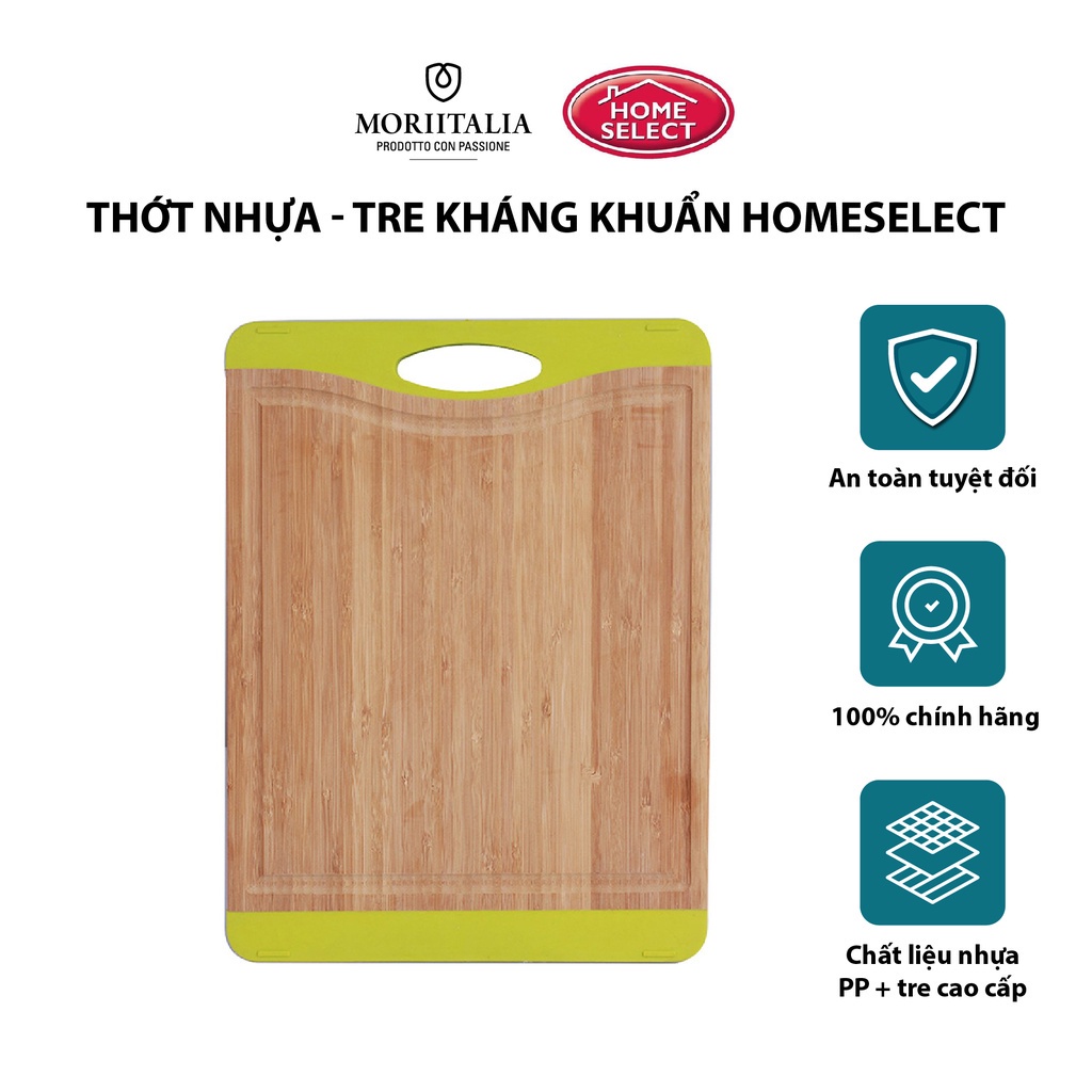 [Mã BMBAU50 giảm 7% đơn 99K] Thớt nhựa Tre Homeselect kháng khuẩn an toàn sức khoẻ Moriitalia FY00002-P