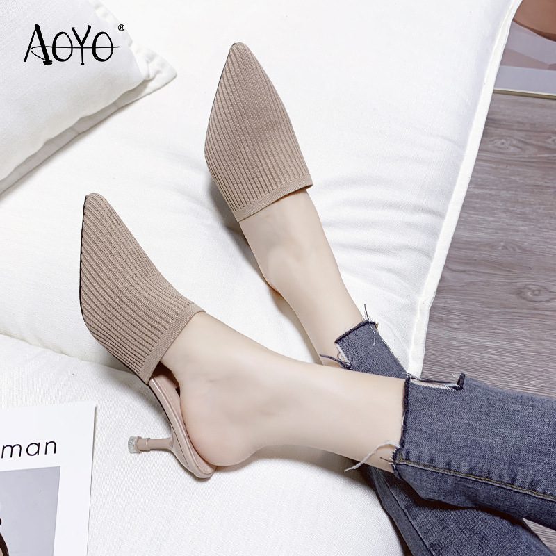 Giày Sandal cao gót nữ mũi nhọn đế chống trơn trượt