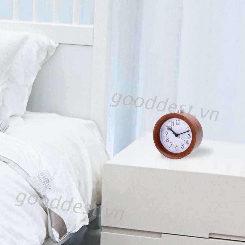 Đồng Hồ Báo Thức Để Bàn Hình Tròn Bằng Gỗ Thiết Kế Đơn Giản Sáng Tạo