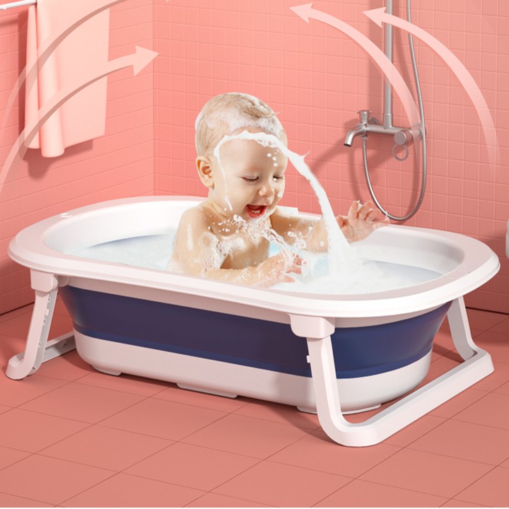 (RẺ VÔ ĐỊCH) Chậu tắm cho bé có nhiệt kế, chậu tắm trẻ em gấp gọn size lớn chất liệu nhựa PP bền đẹp hàng loại 1