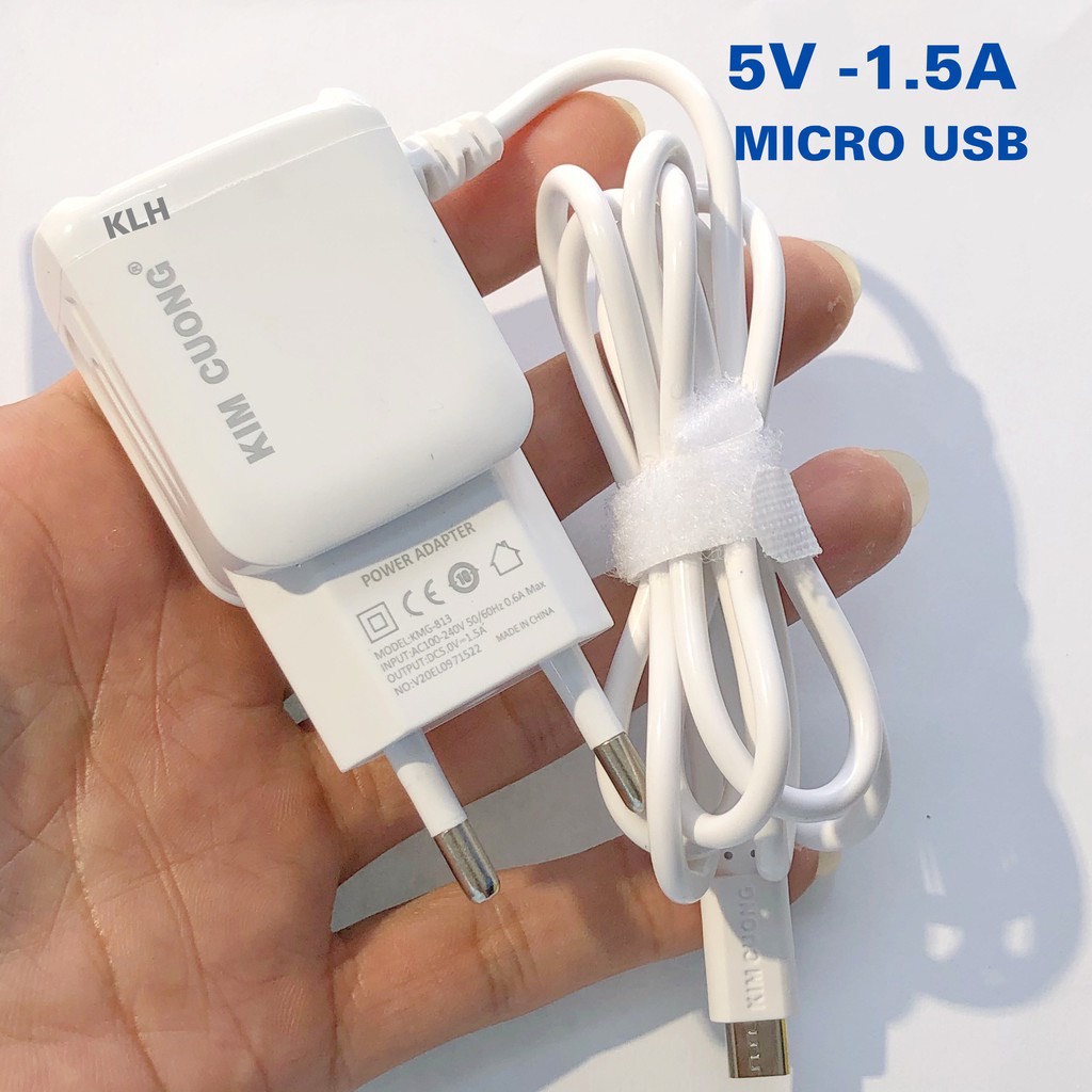 [BH 1 năm] Bộ sạc Kim Cương KMG-813 chân micro USB 1.5A tích hợp thêm cổng sạc phụ USB, chuyên dụng cho samsung oppo