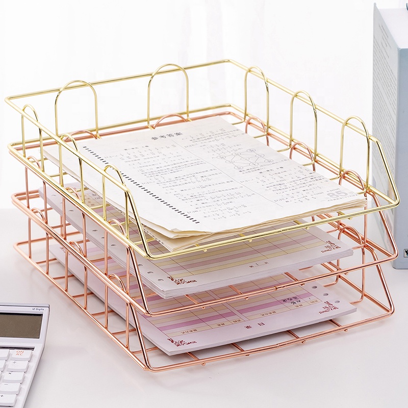 Kệ đựng tài liệu 4 ngăn cao cấp, giá sách thép không gỉ decor bàn làm việc