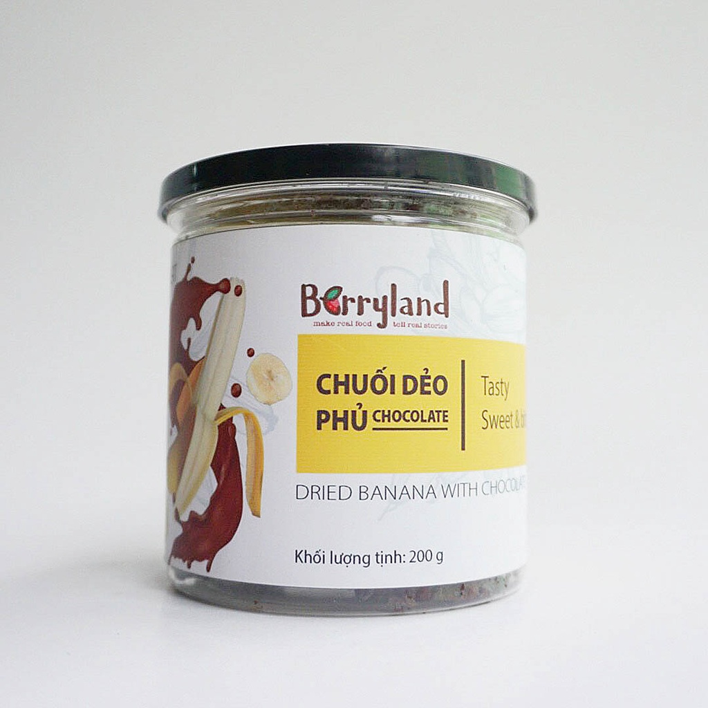 Chuối dẻo phủ socola Berryland đặc sản Đà Lạt hũ 150g