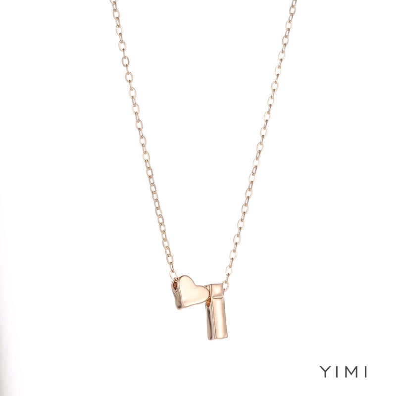 Dây chuyền mặt chữ A-Z phối trái tim bề mặt mạ vàng thời trang