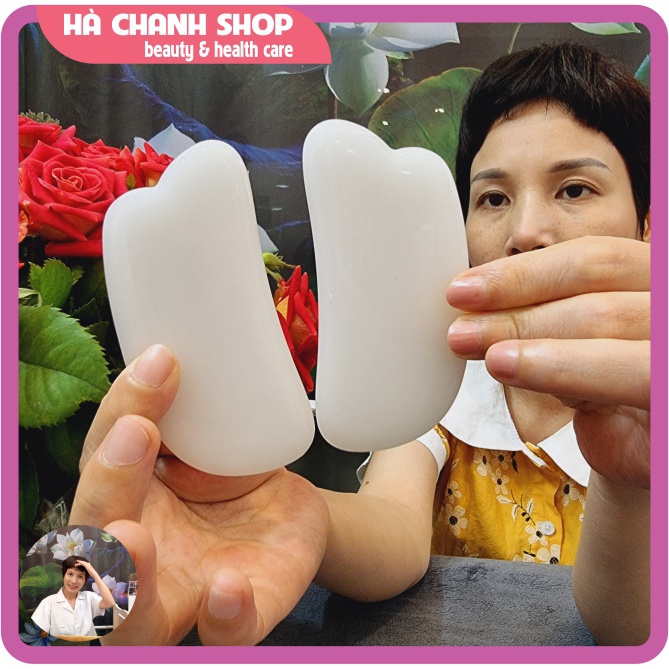 Miếng Cạo Massage Hình Bán Nguyệt Bằng Đá Trắng Đẹp Mát Xa Mặt Dụng Cụ Spa Dưỡng Sinh Chăm Sóc Cơ Thể