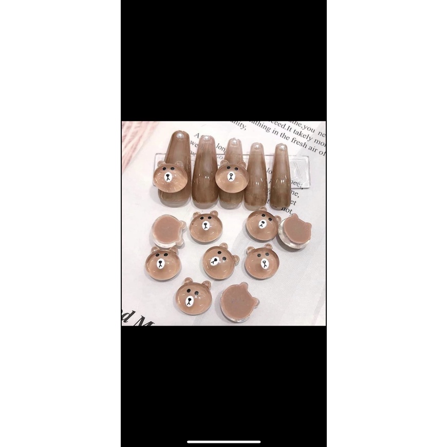 SEt gấu thủy tinh trang trí móng