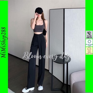 Quần suông ống rộng lưng cao 2 khuy siêu hách dáng