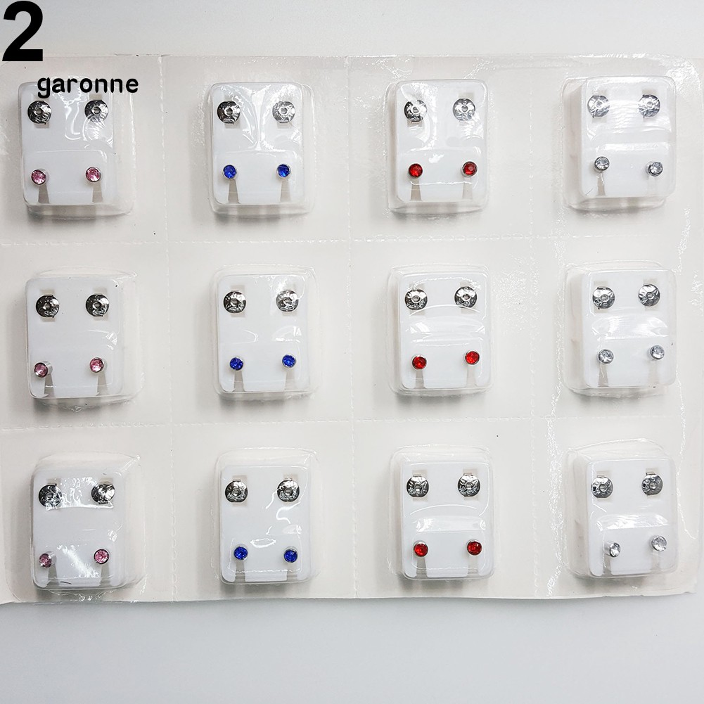 GA_12Pairs Metal Ear Studs Earrings for Piercing Machine Ear Piercing Tool Kit