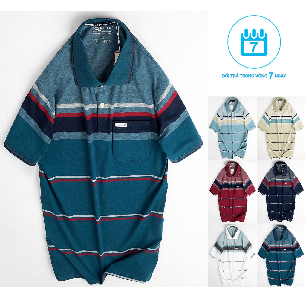 Áo thun nam có cổ trung niên vải cotton xịn loại áo thun cho người lớn tuổi có túi- ÁO THUN BIG SIZE 90KG