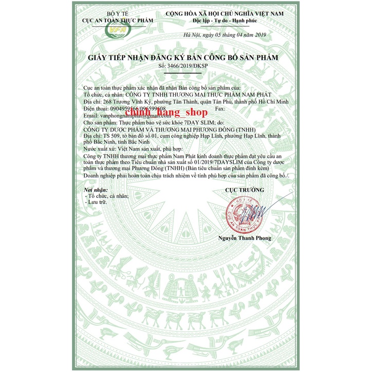 7 Day Slim  GIẢM CÂN CAM KẾT CHÍNH HÃNG