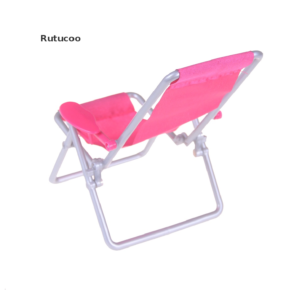 Rutucoo Kid Doll house Furniture Foldable Deckchair toy Barbie Dolls Beach Chair toy VN