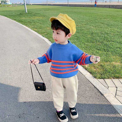 Áo Len Dài Tay Kẻ Sọc Thời Trang Cho Bé Trai