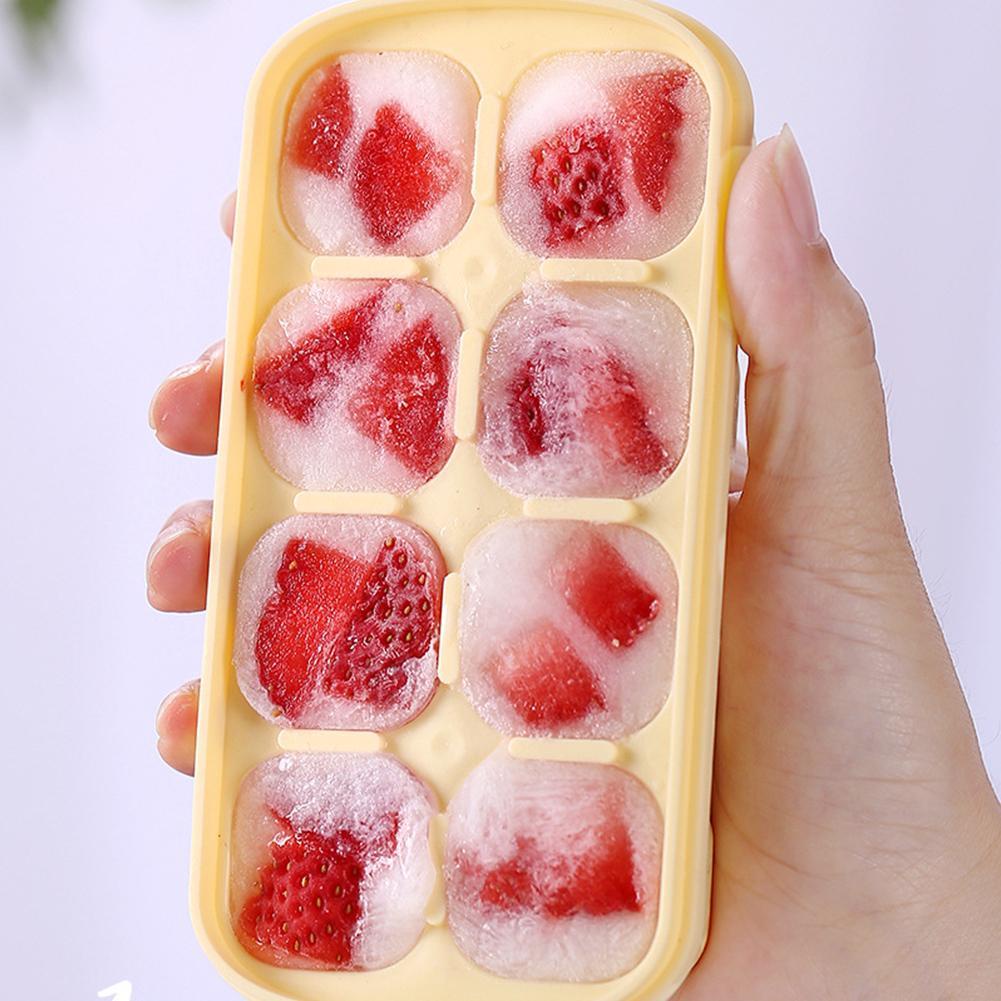 Khay Làm Đá Viên 8 Ngăn Có Nắp Đậy Mềm Mại Tiện Dụng Y8E8