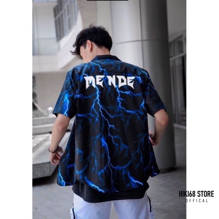 Áo Sơ Mi Tay Lửng Menden Sấm Xét Thunder Phản Quang Fulltag  Lụa Mềm 100% | BigBuy360 - bigbuy360.vn
