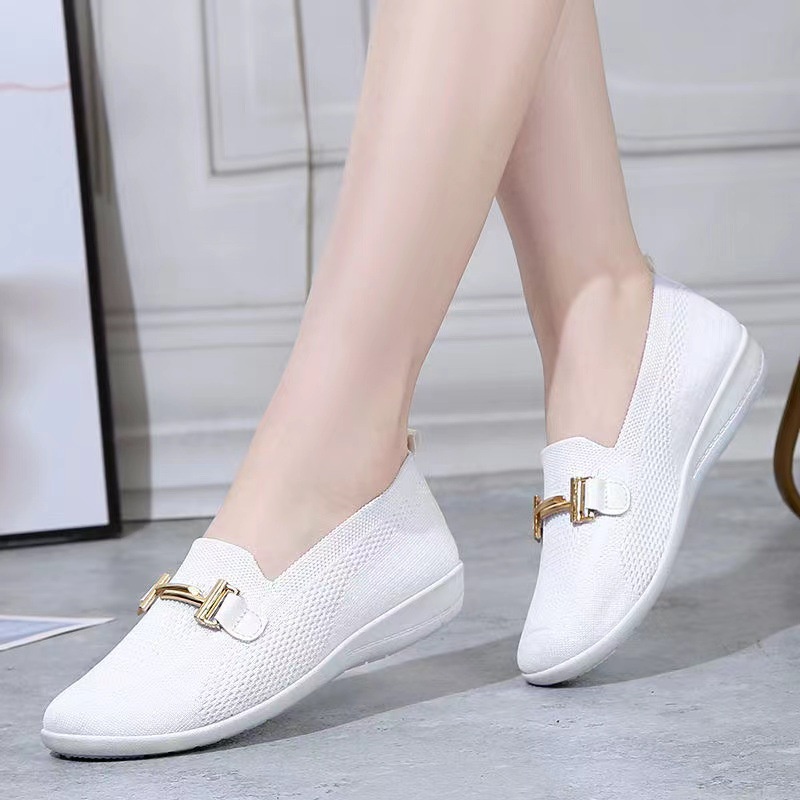 IELGY Giày lười chất liệu vải đế bằng thoáng khí dành cho nữ