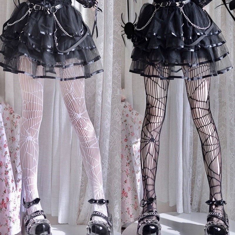 Quần Tất Lưới Kẻ Sọc Hình Con Nhện Cosplay Halloween - Vani Store - TAT00192