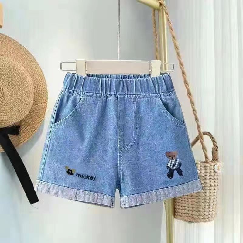 Quần Short Denim Lưng Cao Dáng Rộng Thời Trang Mới 2022 Cho Bé Gái