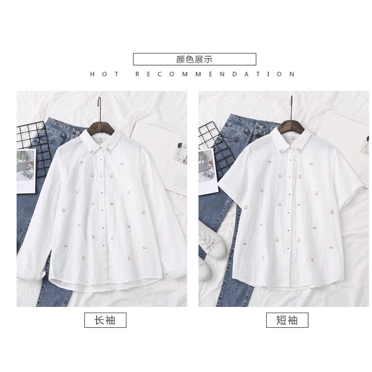 [ORDER] Áo sơ mi linen sô thêu hoa nhí , phong cách Nhật Bản 2019 | BigBuy360 - bigbuy360.vn