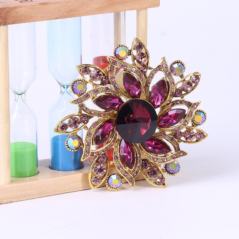 Ghim cài áo hình hoa đính đá pha lê thời trang dành cho nữ
