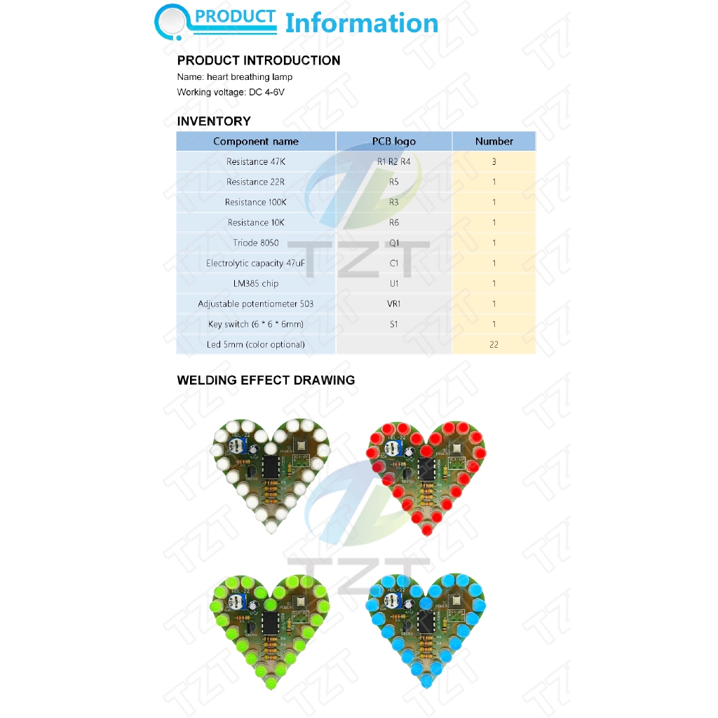 Bộ Bo Mạch Đèn Led Hình Trái Tim Dc 4v-6v | BigBuy360 - bigbuy360.vn