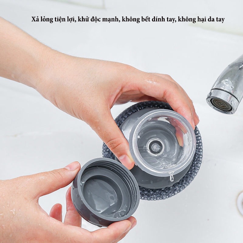 Dụng Cụ Cọ Xoong nồi, Cọ bếp, Cọ Rửa Bát Đĩa Đa Năng Có Bình Chứa Rất Tiện Lợi - BooMart