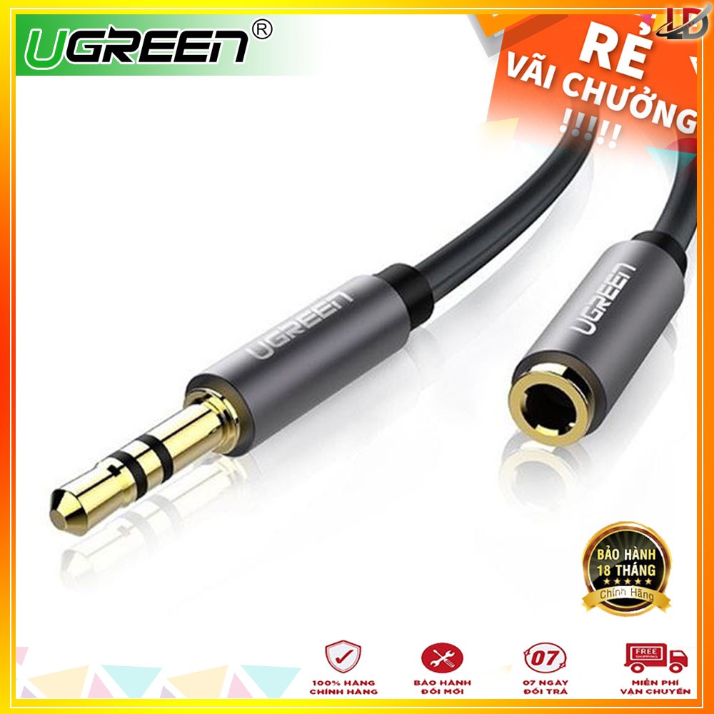 Dây cáp nối dài 3.5mm đầu đực sang 3.5mm đầu cái mạ vàng UGREEN AV118